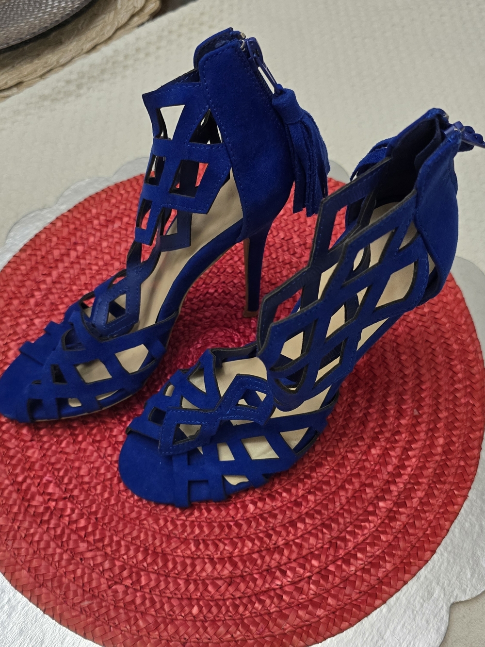 Charlotte Russe Blue Suede Cutout High Heel Sandals